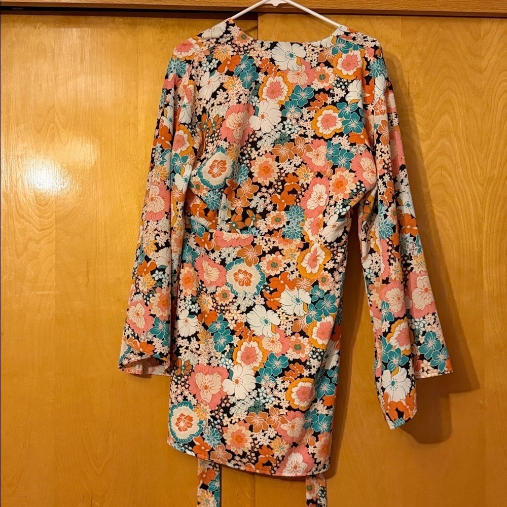 Nasty Gal Multicolor kimono Floral Long Sleeve Dress - Picture 3 of 6